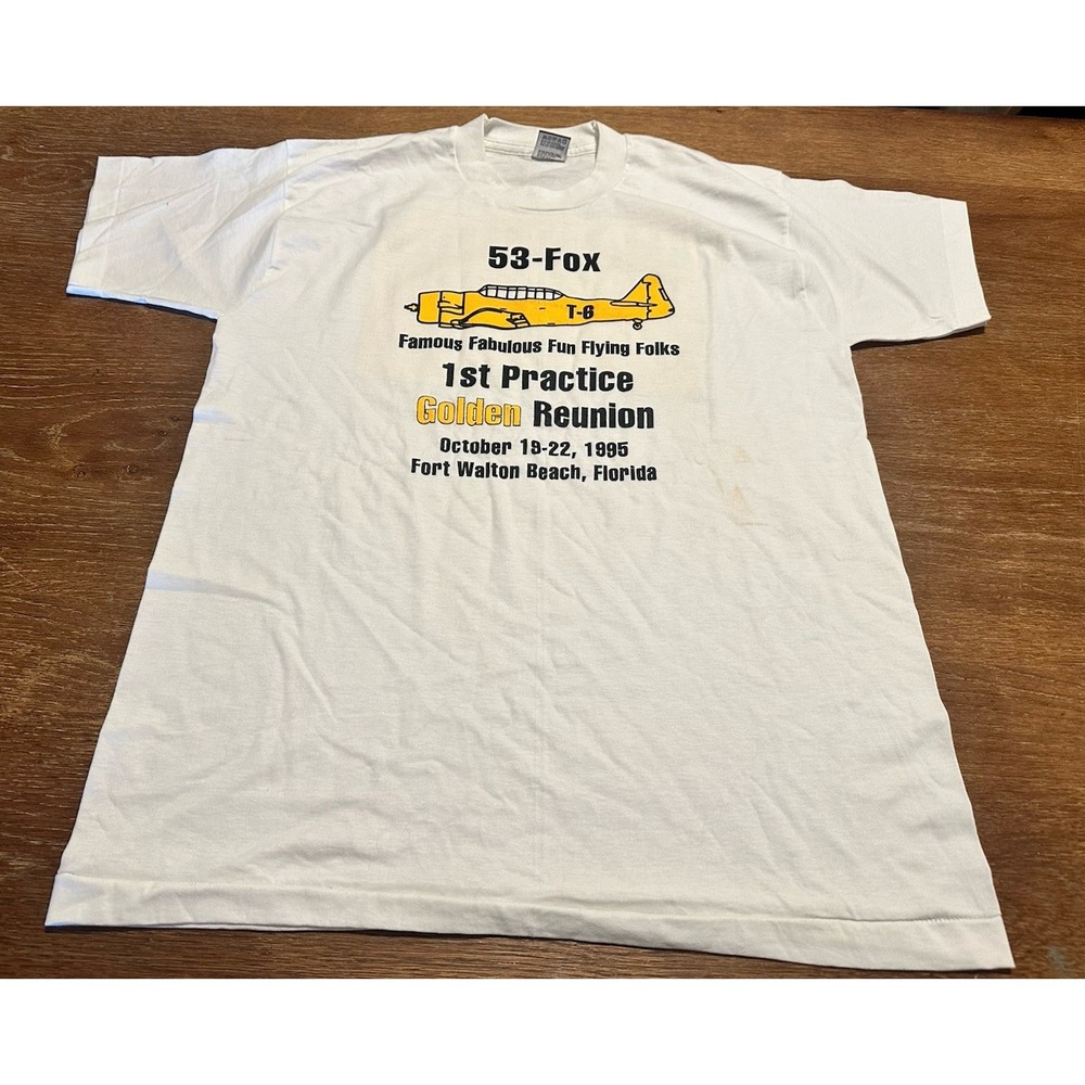 Vintage Air Force T-6 Pilot Reunion Shirt Mens Size Large Single Stitch 1995